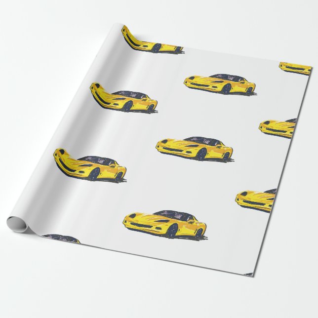 Presente Papel de enrolamento amarelo da corveta C6 (Desenrolado)