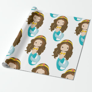 Presente Papel de enrolamento amarelo da Sereia