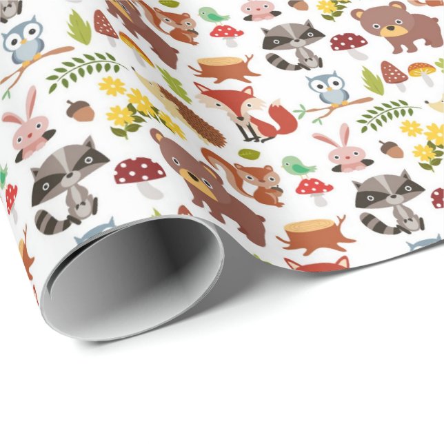 Presente Papel de enrolamento - Animais florestais (Ponta do rolo)