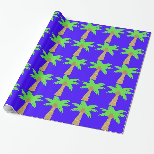 Presente Papel de enrolamento azul da árvore palma (Desenrolado)
