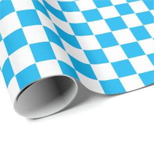 Presente Papel de enrolamento azul e branco do céu verifica