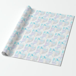 Presente Papel de enrolamento azul suave das linhas de músi