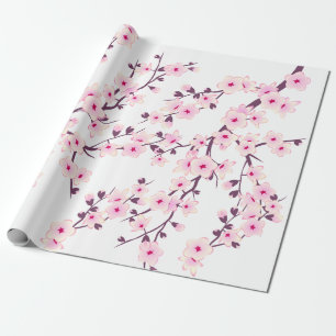 Presente Papel de enrolamento branco cor-de-rosa da cereja 