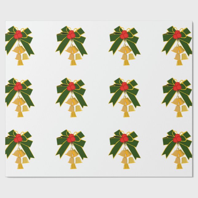 Presente Papel de enrolamento branco do Jingle Bells (Aberto)