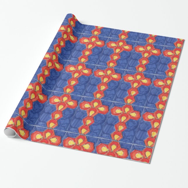 Presente Papel de enrolamento brilhante Cross Motif (Desenrolado)