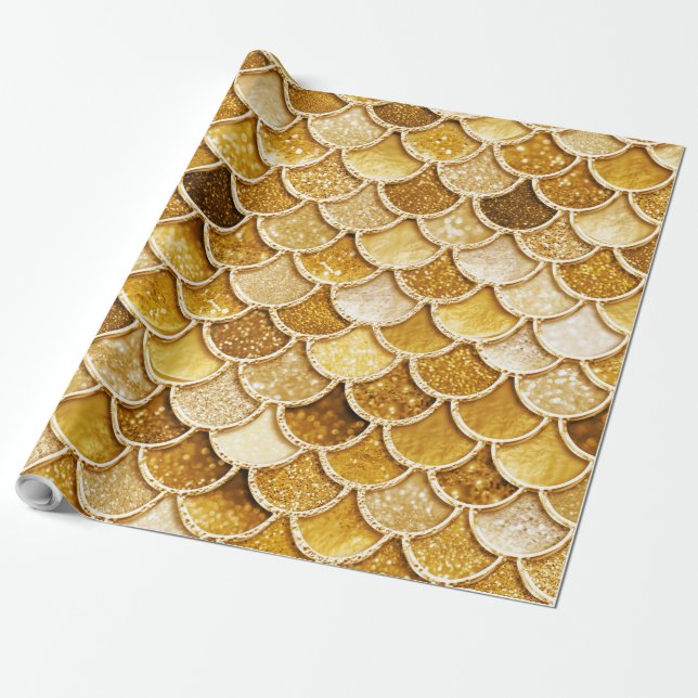 Presente Papel de enrolamento brilhante Dourado de cinzas d (Desenrolado)