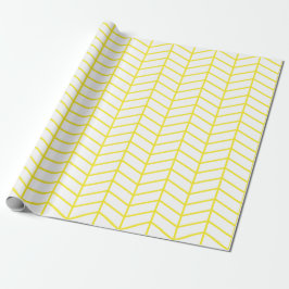 Presente Papel de enrolamento Chevron - Amarelo em branco |