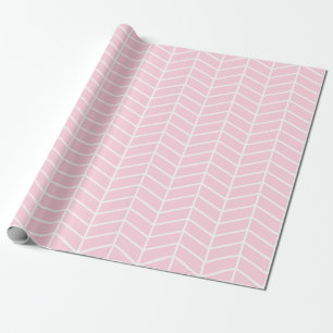 Presente Papel de enrolamento Chevron - Branco na Rosa clar