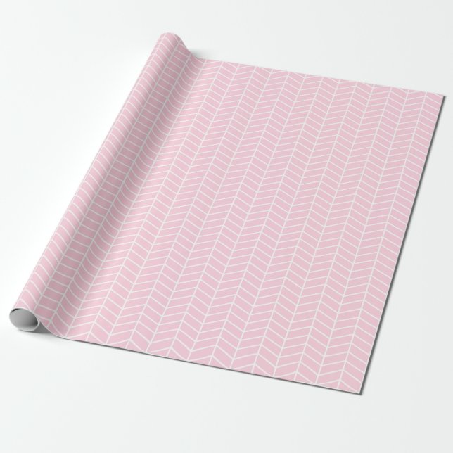 Presente Papel de enrolamento Chevron - Branco na Rosa clar (Desenrolado)