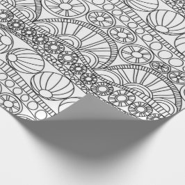 Presente Papel de enrolamento - Círculos de rabiscar B/W