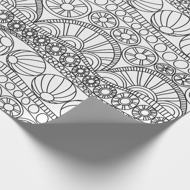 Presente Papel de enrolamento - Círculos de rabiscar B/W (Ponta)