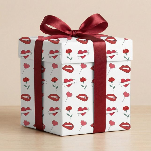Presente Papel de enrolamento clássico do Dia de os namorad (Classic Valentine's Day Wrapping Paper)