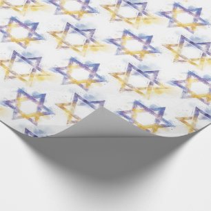 Presente Papel de enrolamento com aquarela púrpura e amarel