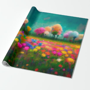 Presente Papel de enrolamento com cores vívidas Florais