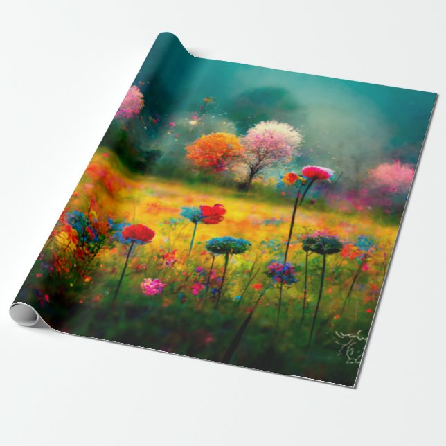 Presente Papel de enrolamento com padrão Floral design (Desenrolado)