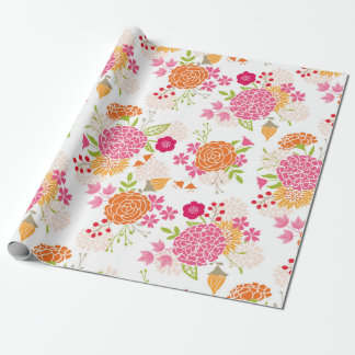 Presente Papel de enrolamento cor-de-rosa e laranja