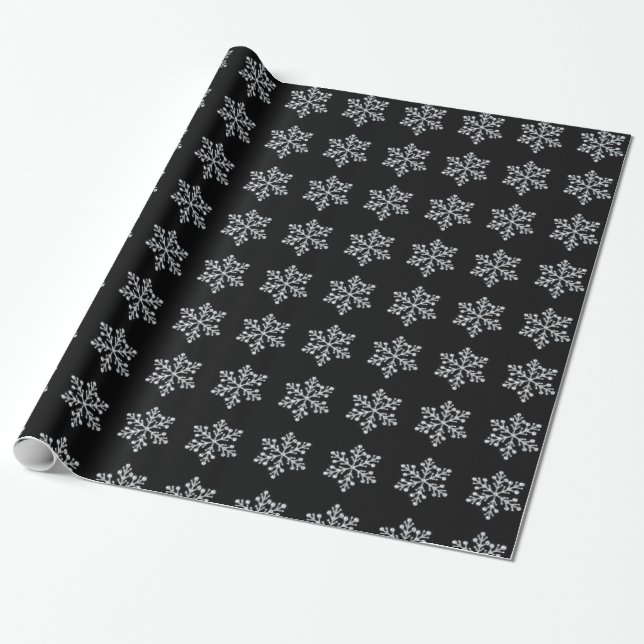 Presente Papel de enrolamento Crystal Snowflake - preto (Desenrolado)