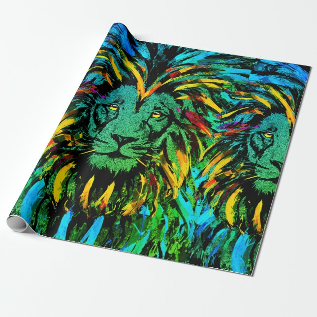 Presente Papel de enrolamento da cabeça do leão | Oferta De (Desenrolado)