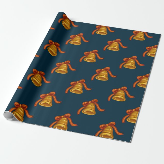 Presente Papel de enrolamento da célula de Natal com azul e (Desenrolado)