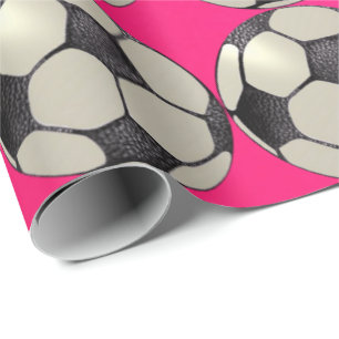 Presente Papel de enrolamento da esfera do futebol/ rosa qu