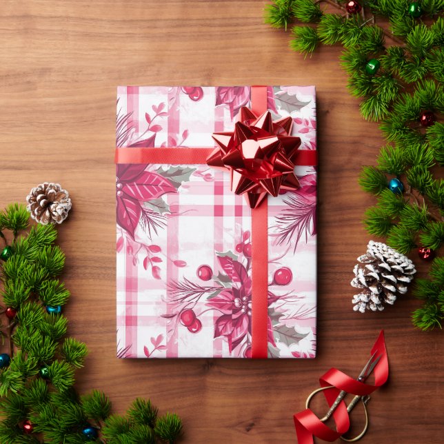 Presente Papel de enrolamento da flor de Natal rosa (Presente de Natal)