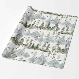 Presente Papel de enrolamento da floresta Deer Evergreen