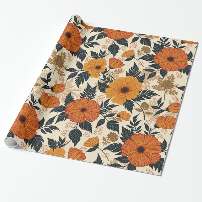 Presente Papel de enrolamento da geometria floral a negrito (Desenrolado)