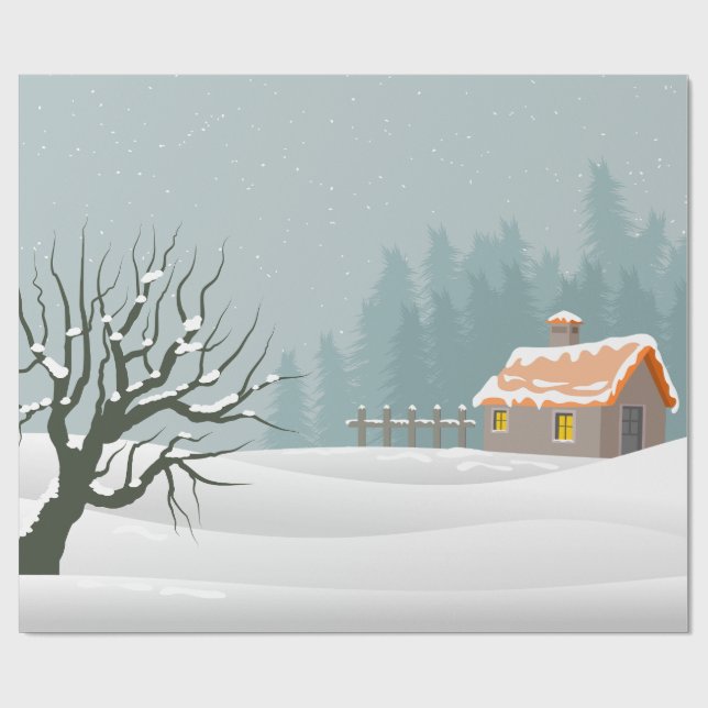 Presente Papel de enrolamento da paisagem de inverno (Aberto)