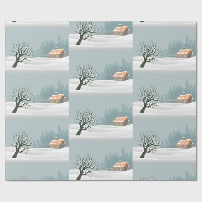 Presente Papel de enrolamento da paisagem de inverno (Aberto)