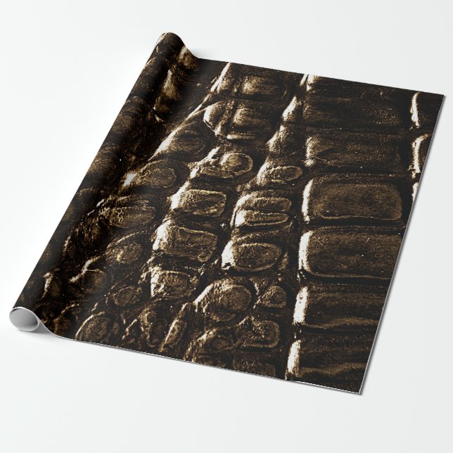 Presente Papel de enrolamento da pele do crocodilo preto, c (Desenrolado)