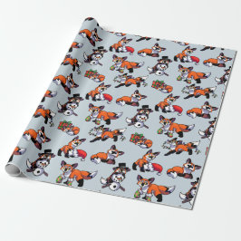 Presente Papel de enrolamento da raposa de Natal