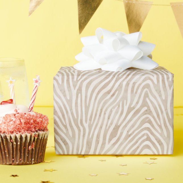 Presente Papel de enrolamento da selva Zebra Safari, Boho W (Festa de aniversário)