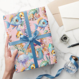 Presente Papel de enrolamento da sereia, rosa-branca