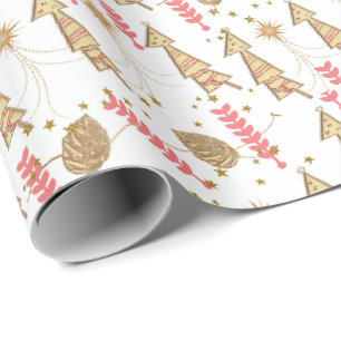 Presente Papel de enrolamento das árvores de Natal Branco