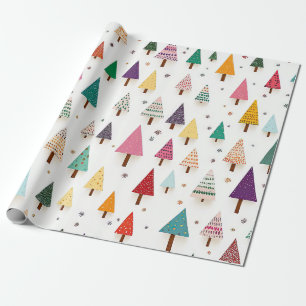 Presente Papel de enrolamento das árvores de Natal com traç