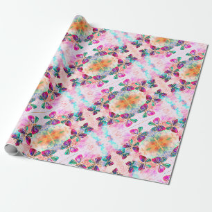 Presente Papel de enrolamento das borboletas de aquarelas