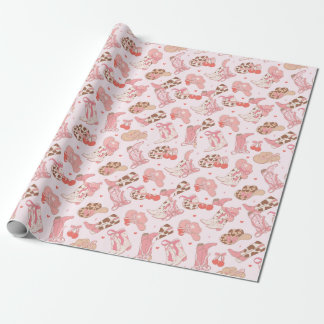 Presente Papel de enrolamento das botas de cowboy rosa