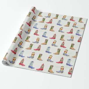 Presente Papel de enrolamento das botas do cowboy de invern