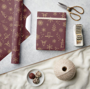 Presente Papel de enrolamento das coisas do inverno - Vinho