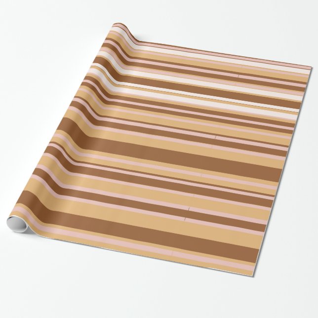 Presente Papel de enrolamento das tiras brancas castanhas (Desenrolado)
