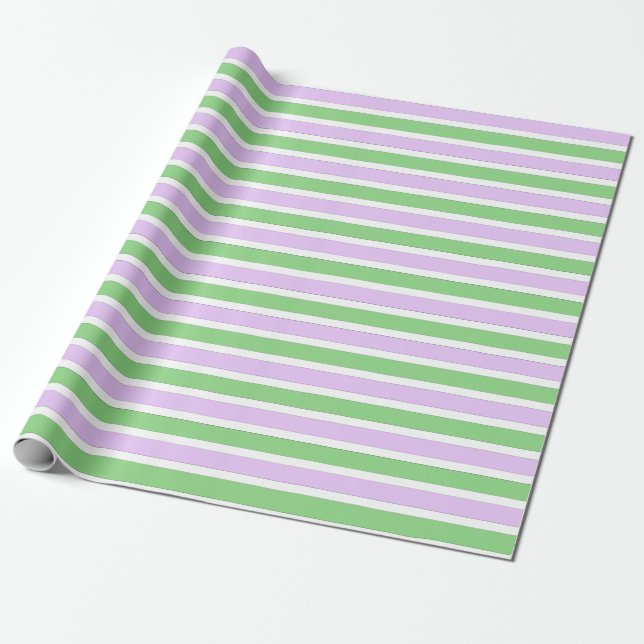 Presente Papel de enrolamento das tiras brancas, lilás e ve (Desenrolado)