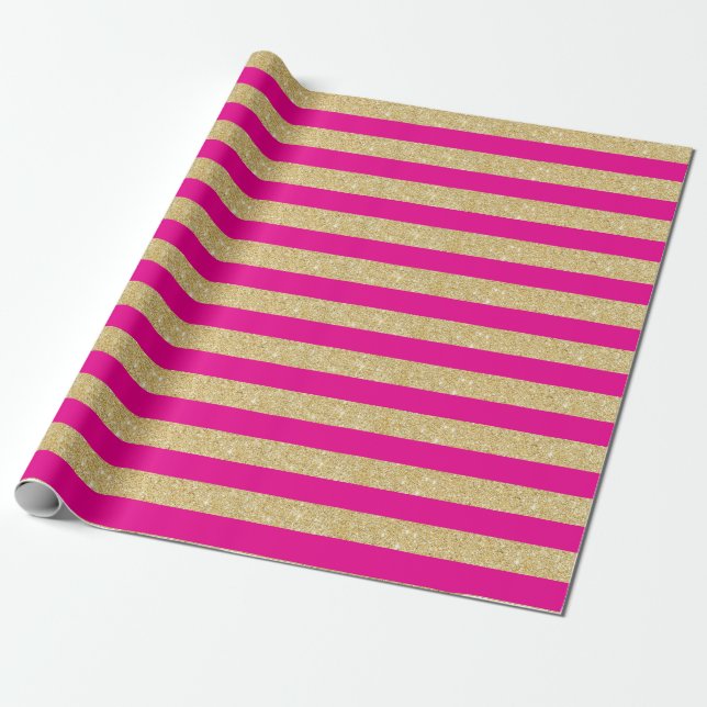 Presente Papel de enrolamento das tiras de brilho Dourado e (Desenrolado)