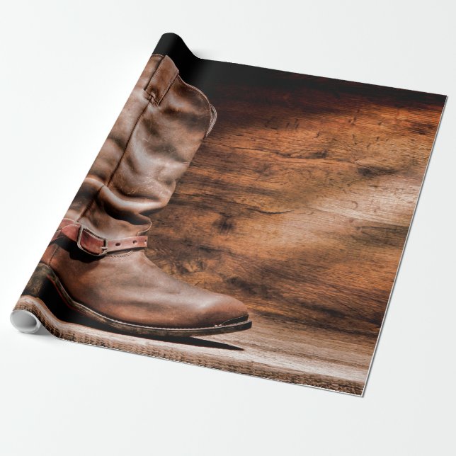 Presente Papel de enrolamento de 60 lb Cowboy Boots Barn Wo (Desenrolado)