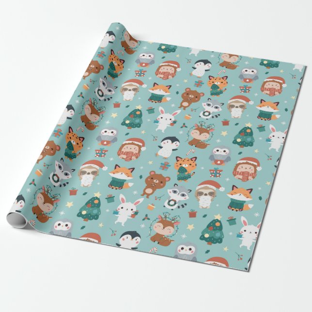 Presente Papel de enrolamento de animais adoráveis (Desenrolado)
