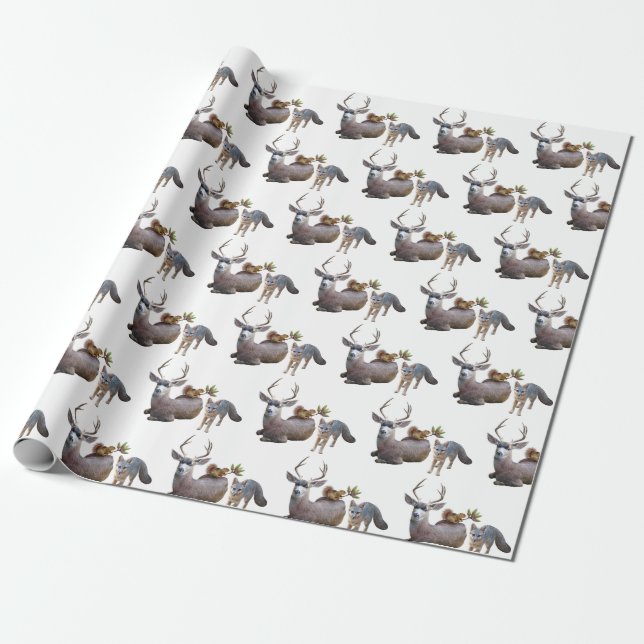 Presente Papel de enrolamento de animais florestais (Desenrolado)