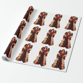 Presente Papel de enrolamento de anjo natalino