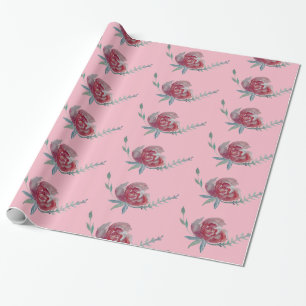 Presente Papel de enrolamento de aquarelas rosa rosa rosa r