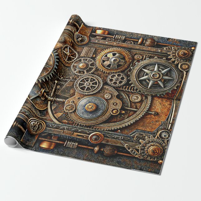Presente Papel de enrolamento de arte em Steampunk (Desenrolado)