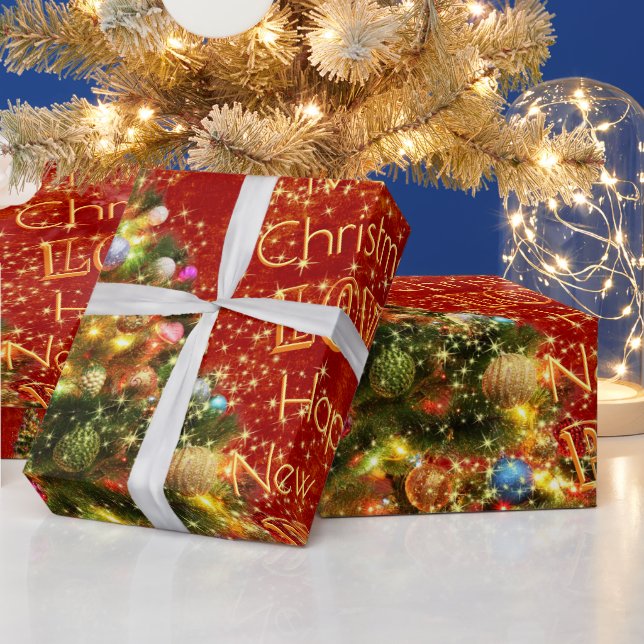 Presente Papel de enrolamento de árvores de Natal espumante (Feriados)