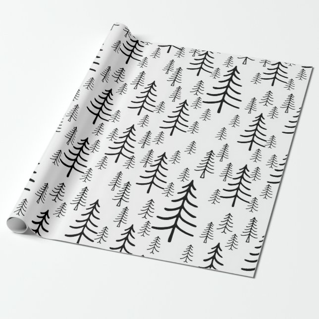 Presente Papel de enrolamento de árvores de Natal minimalis (Desenrolado)